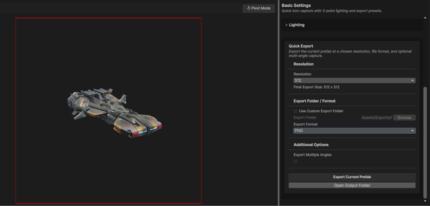 The Quick Export section showing Resolution, the Final Export Size readout, and Format