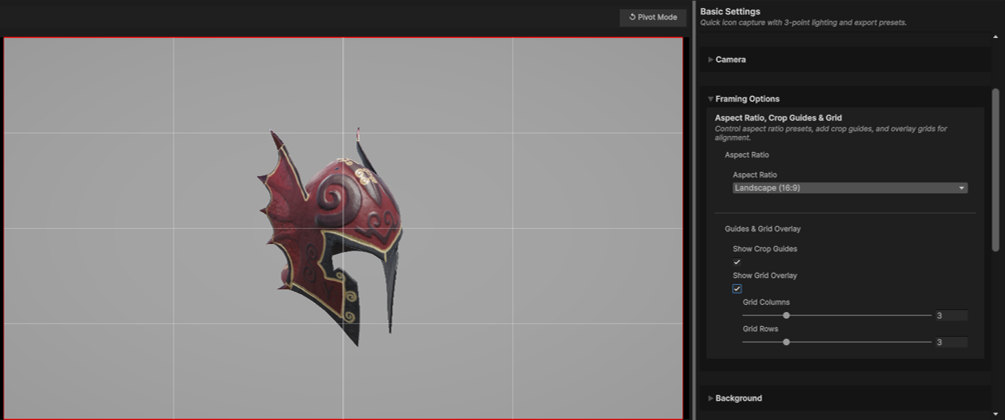 The Framing Options foldout with the Aspect Ratio preset popup