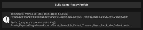 The result summary after a directional Game-Ready build